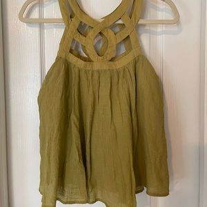 Wishlist Apparel Lined Gauze Top with Cutouts Green Size S